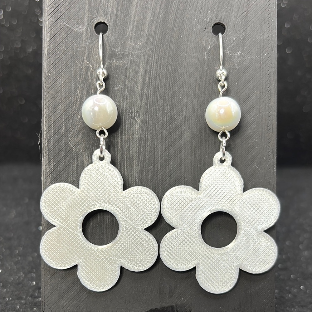 White Floral Drop Earrings
